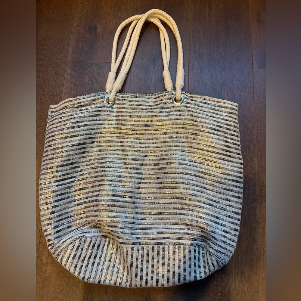 Glitter Striped Tote Bag
